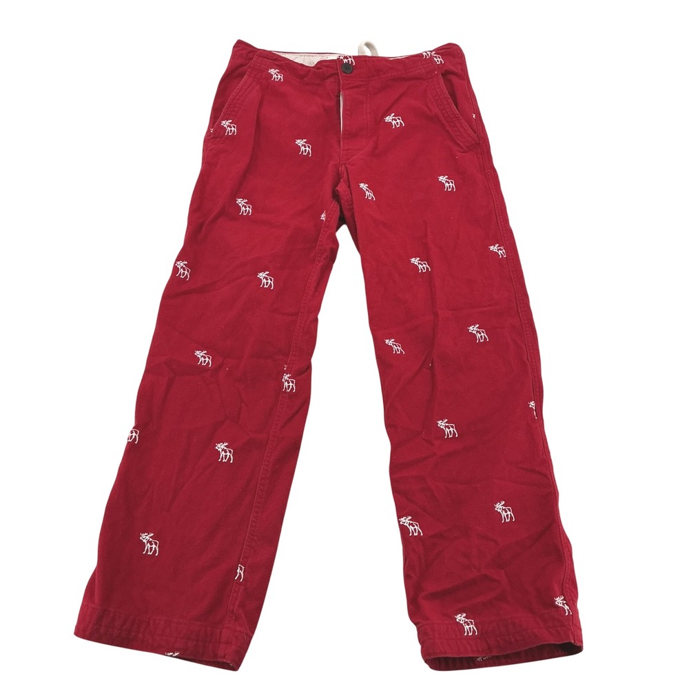 Vintage Abercrombie & Fitch Red Moose Embroidered Lounge Pants Mens S PJs Sleep